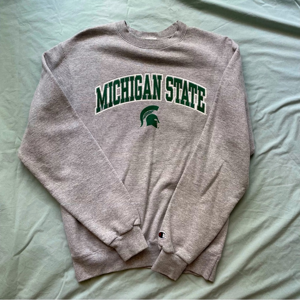 Champion Gray Crewneck Sweater Michigan State
